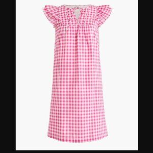 J. Crew Pink Gingham Flutter Sleeve Dress 20 NWT